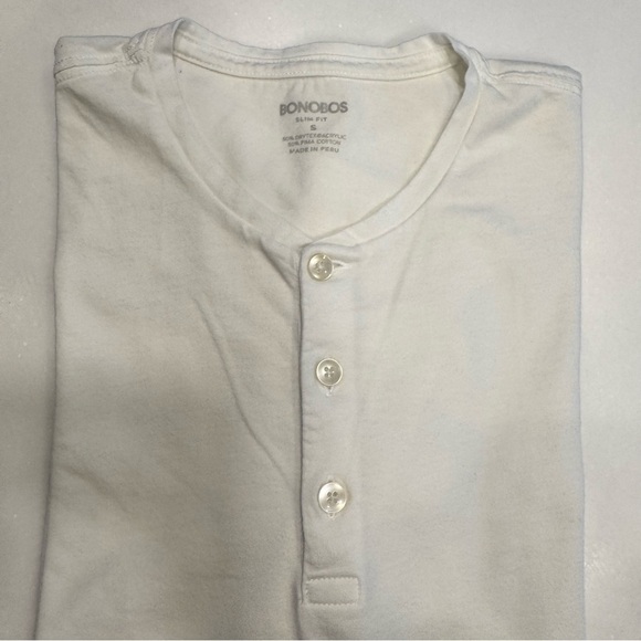 Bonobos Men’s Performance Henley Tee Shirt Slim Fit White Sz Small - Picture 10 of 10